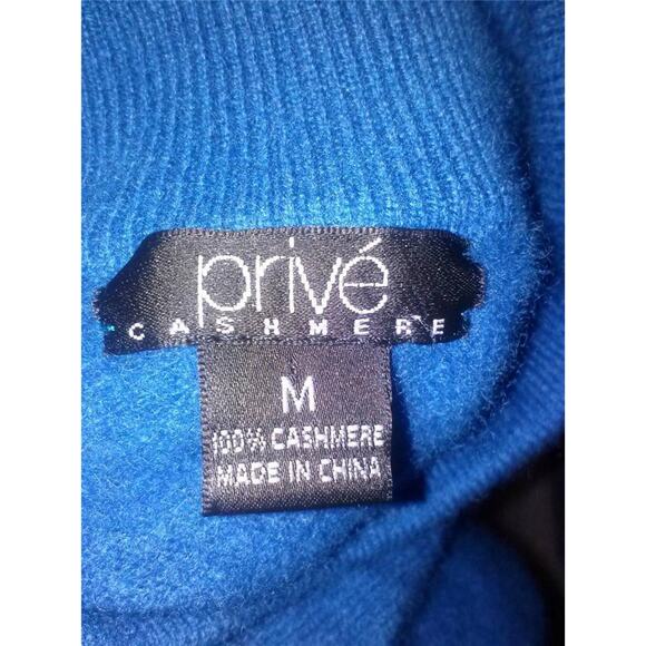 PRIVE Peacock Blue 100% Cashmere Turtleneck Sweater M - Picture 4 of 4